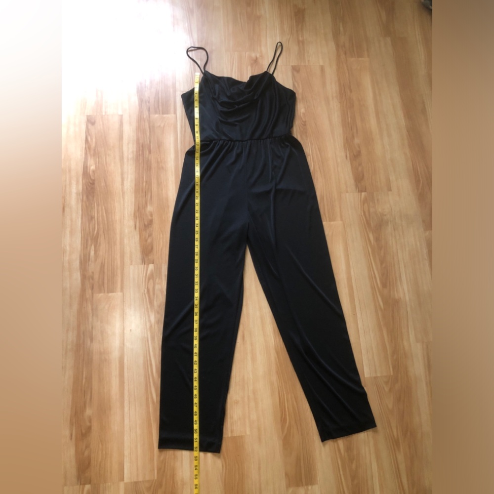 Sleek Black Spaghetti-Strap Jumpsuit